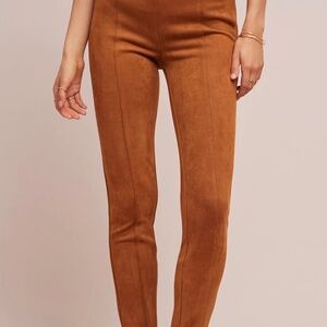 ANTHROPOLOGIE Faux Suede Leggings Brown Stretch Size